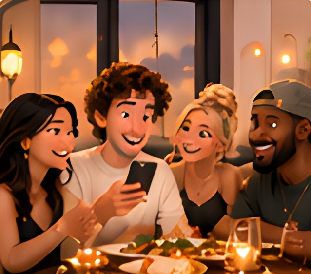 Friends at a dinner table
