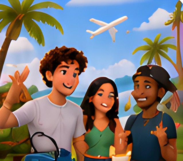Friends on a trip by the beach