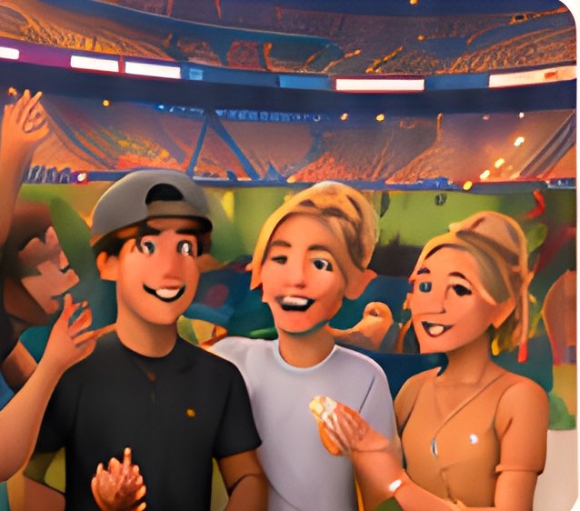 Friends at a stadium event